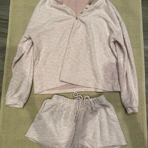 Pink sweater and shorts matching set | loungewear set